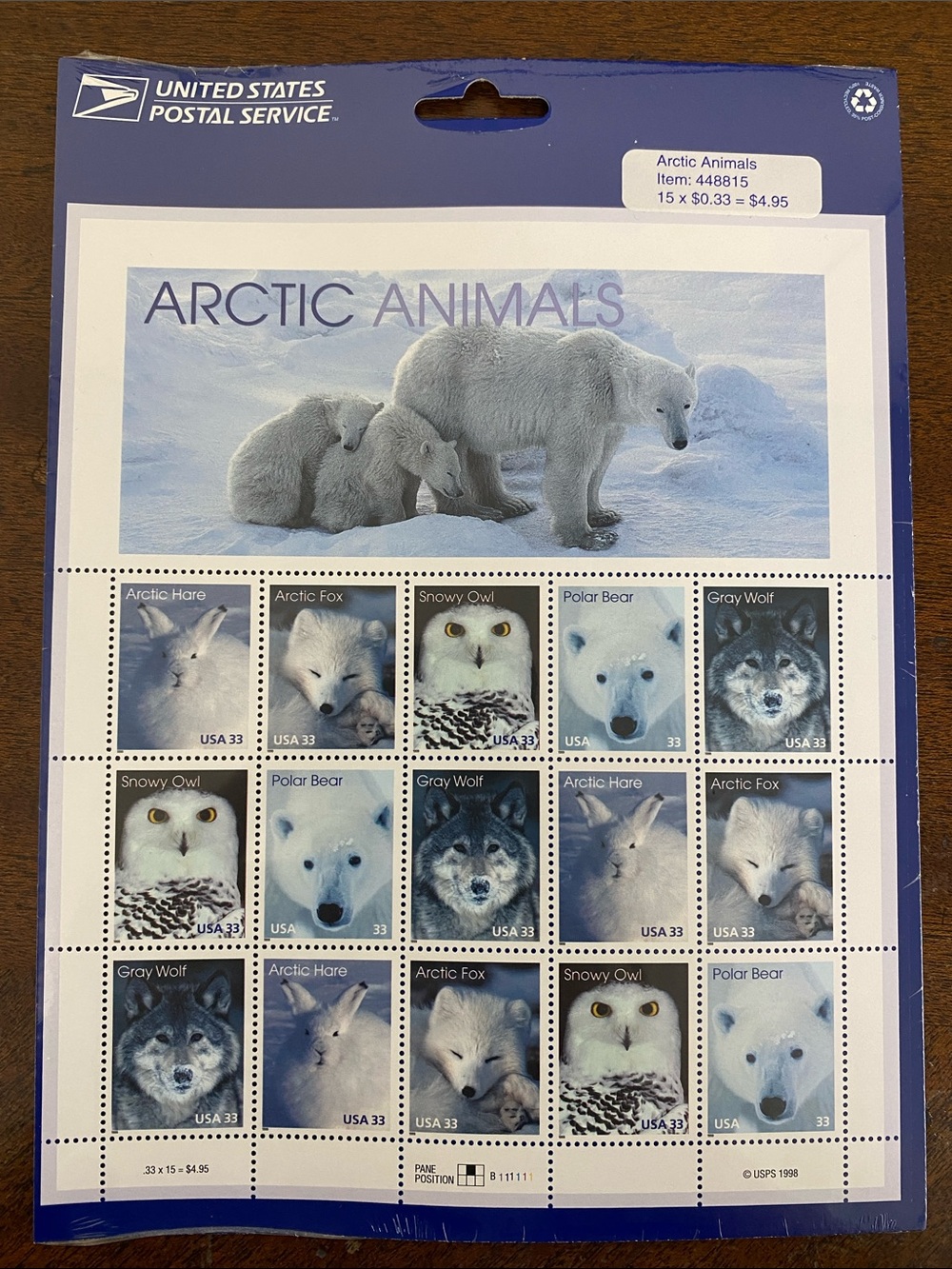 Arctic Animals Polar Bear Stamp Sheet - Vintage Retired set of 15-Sealed